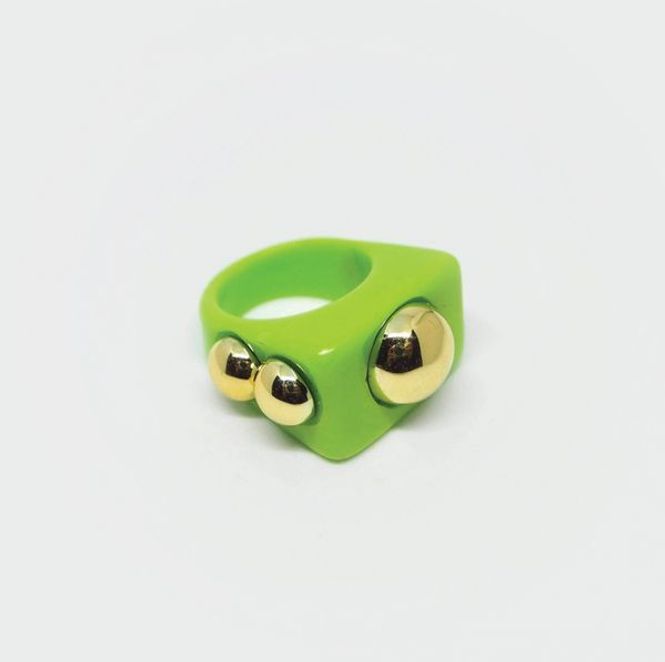 Hovedbilde Better Dayz Ring with 5 golden stones - green