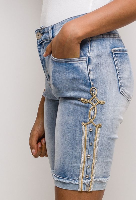 Mozzaar Denim Shorts With Strass