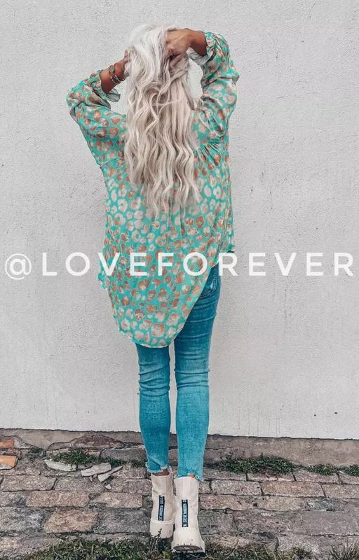 Love Forever Susanne Blouse Turquoise Camel Leo
