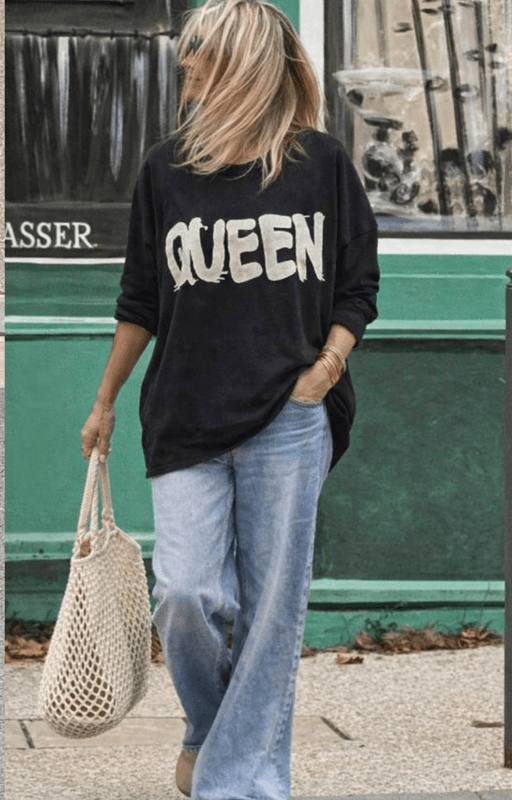 Love Forever Queen Oversize Topp Sort