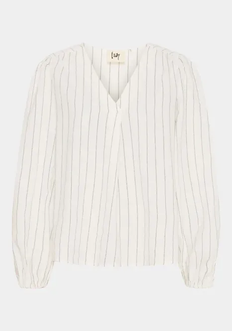 Hovedbilde Isay Pearl V-Neck Blouse - White w/Black