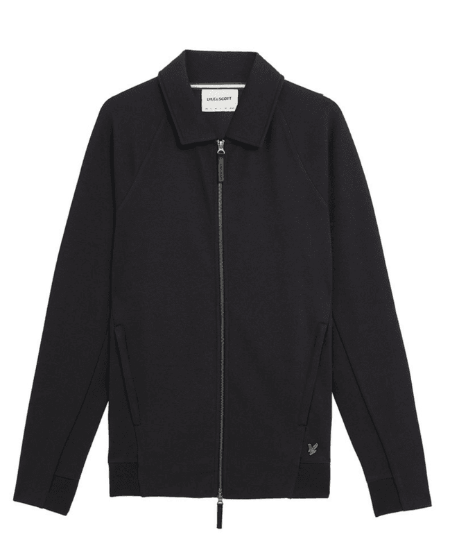 Lyle & Scott Diagonal Interlock Collared Zip Through Lacquer