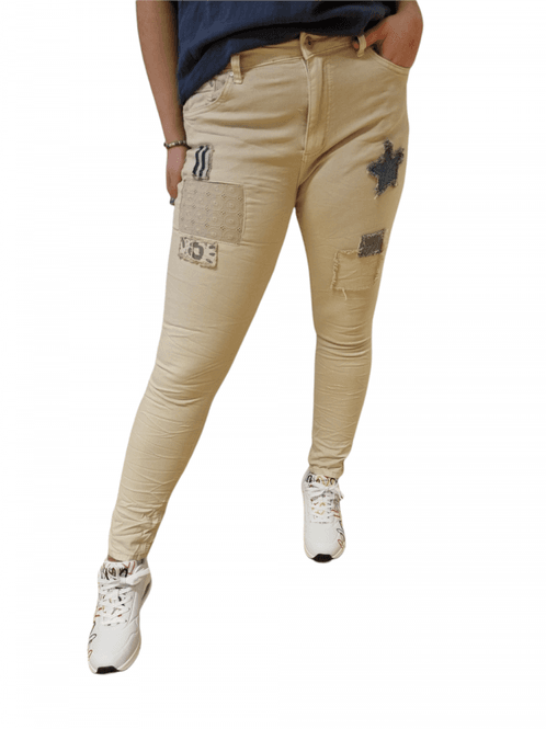 Hovedbilde Place Du Jour Patch Jeans Beige