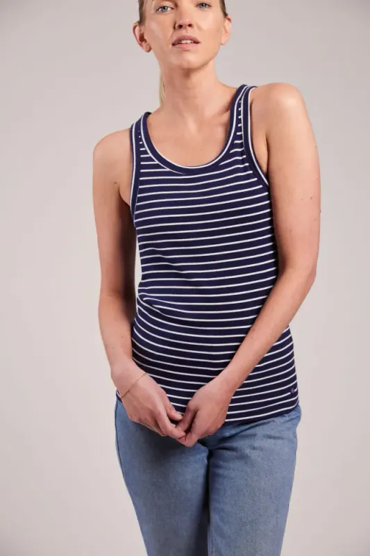 Sebago Vilma Ribbed Tank Top Navy White