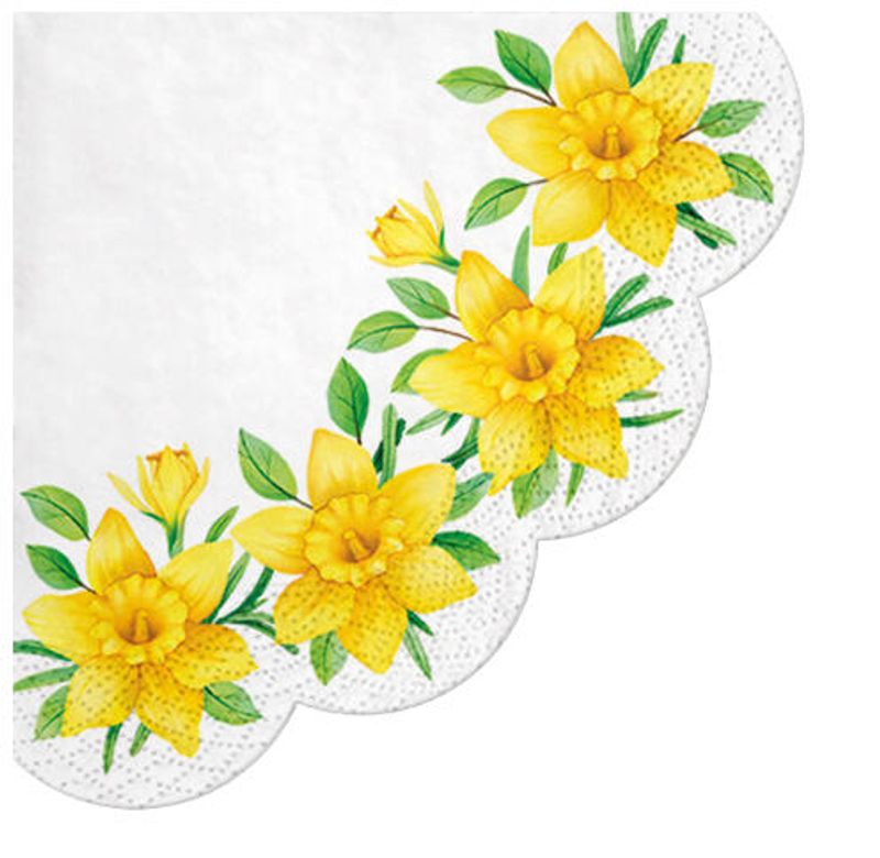 Serviett Rund Daffodils 12stk