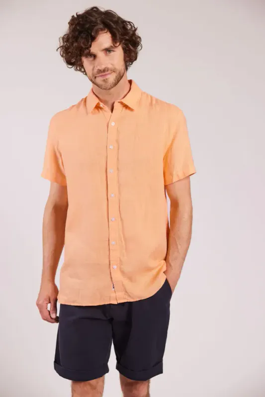 Sebago Kortermet Linskjorte Peach