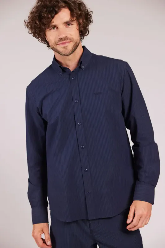 Sebago Seersucker Skjorte Navy